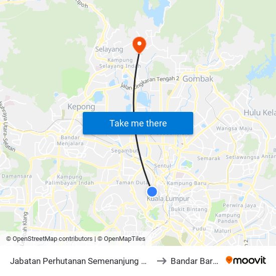 Jabatan Perhutanan Semenanjung Malaysia (Jpsm) (Kl2256) to Bandar Baru Selayang map
