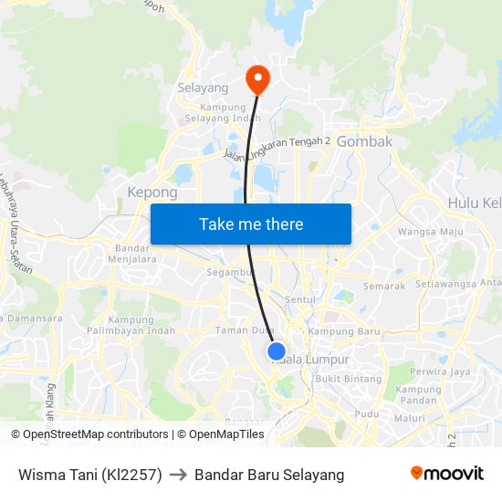 Wisma Tani (Kl2257) to Bandar Baru Selayang map