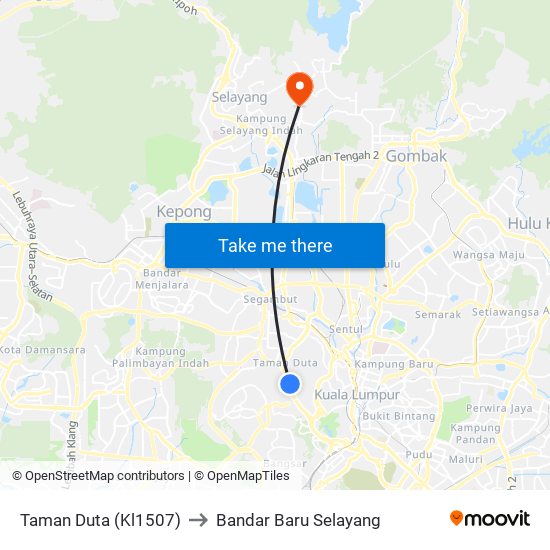 Taman Duta (Kl1507) to Bandar Baru Selayang map