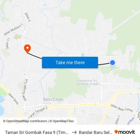 Taman Sri Gombak Fasa 9 (Timur) (Sl201) to Bandar Baru Selayang map