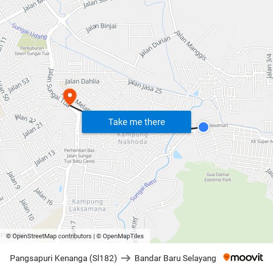 Pangsapuri Kenanga (Sl182) to Bandar Baru Selayang map