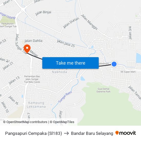 Pangsapuri Cempaka (Sl183) to Bandar Baru Selayang map