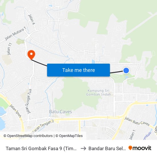 Taman Sri Gombak Fasa 9 (Timur) (Sl196) to Bandar Baru Selayang map