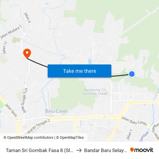 Taman Sri Gombak Fasa 8 (Sl197) to Bandar Baru Selayang map