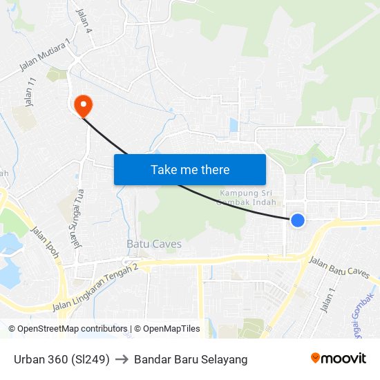 Urban 360 (Sl249) to Bandar Baru Selayang map