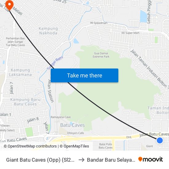 Giant Batu Caves (Opp) (Sl250) to Bandar Baru Selayang map