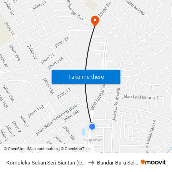 Kompleks Sukan Seri Siantan (Opp) (Sl83) to Bandar Baru Selayang map
