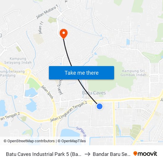 Batu Caves Industrial Park 5 (Barat) (Sl260) to Bandar Baru Selayang map