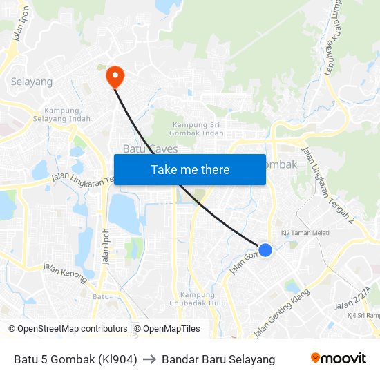 Batu 5 Gombak (Kl904) to Bandar Baru Selayang map