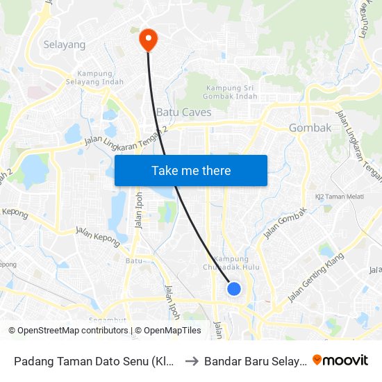 Padang Taman Dato Senu (Kl1005) to Bandar Baru Selayang map