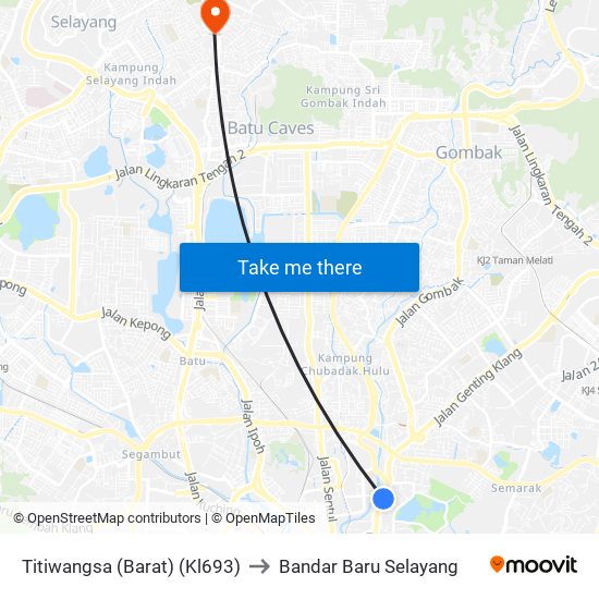 Titiwangsa (Barat) (Kl693) to Bandar Baru Selayang map