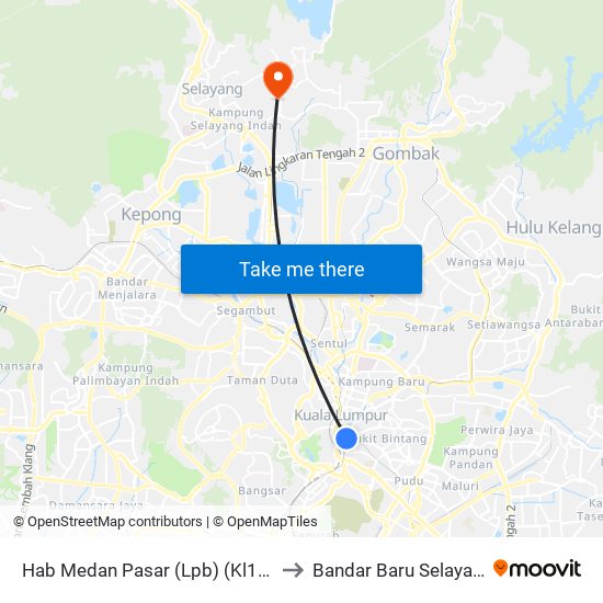 Hab Medan Pasar (Lpb) (Kl115) to Bandar Baru Selayang map