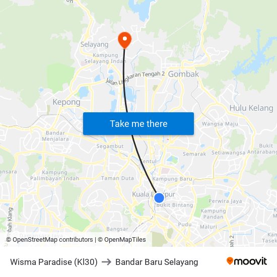 Wisma Paradise (Kl30) to Bandar Baru Selayang map