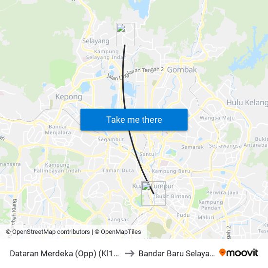 Dataran Merdeka (Opp) (Kl114) to Bandar Baru Selayang map