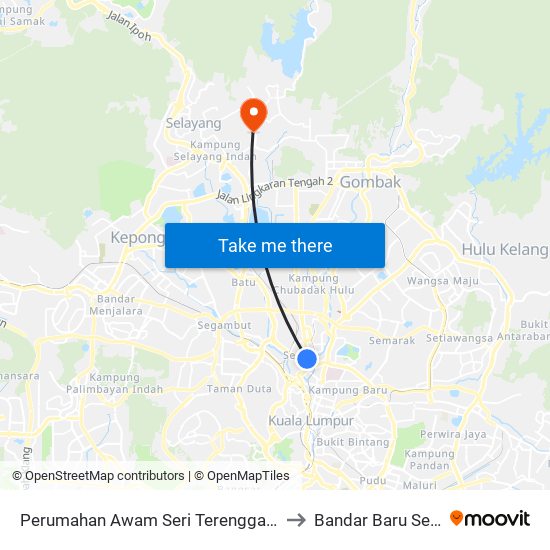 Perumahan Awam Seri Terengganu (Kl2050) to Bandar Baru Selayang map