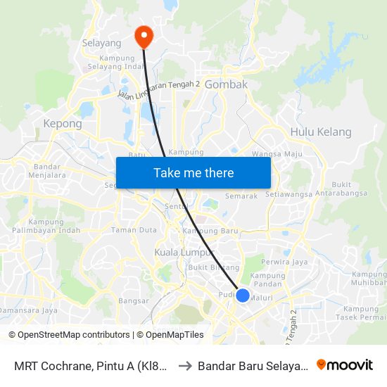 MRT Cochrane, Pintu A (Kl892) to Bandar Baru Selayang map
