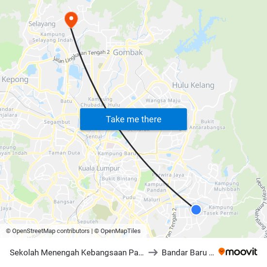 Sekolah Menengah Kebangsaan Pandan Mewah (Aj155) to Bandar Baru Selayang map
