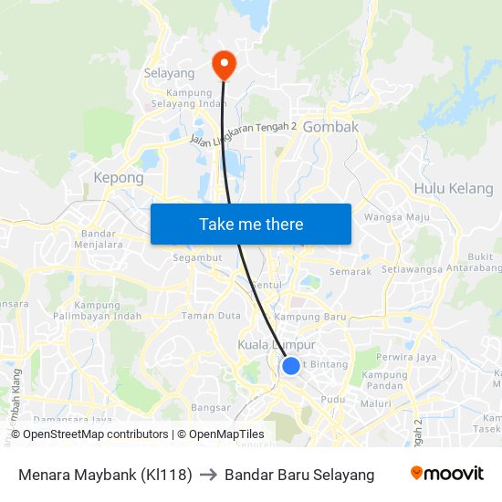 Menara Maybank (Kl118) to Bandar Baru Selayang map