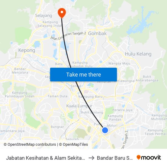 Jabatan Kesihatan & Alam Sekitar Dbkl (Kl362) to Bandar Baru Selayang map