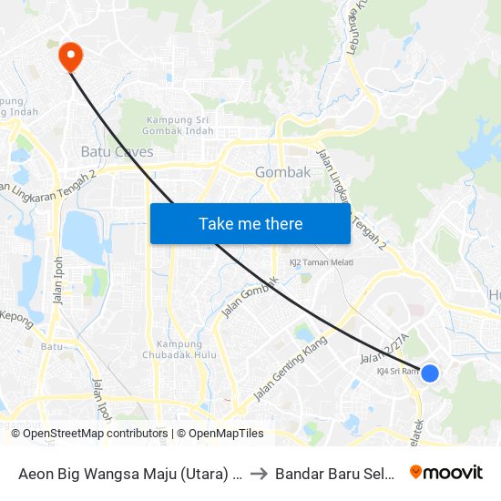 Aeon Big Wangsa Maju (Utara) (Kl819) to Bandar Baru Selayang map