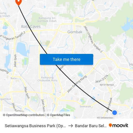 Setiawangsa Business Park (Opp) (Kl437) to Bandar Baru Selayang map