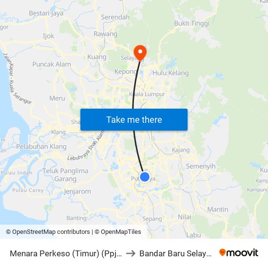 Menara Perkeso (Timur) (Ppj47) to Bandar Baru Selayang map