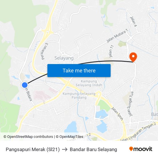 Pangsapuri Merak (Sl21) to Bandar Baru Selayang map