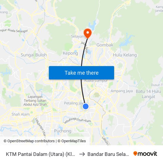 KTM Pantai Dalam (Utara) (Kl2140) to Bandar Baru Selayang map