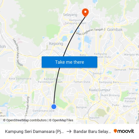 Kampung Seri Damansara (Pj620) to Bandar Baru Selayang map