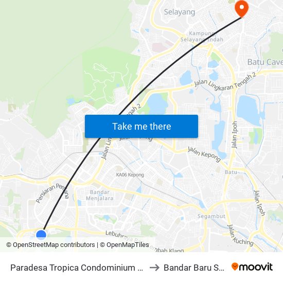 Paradesa Tropica Condominium (Opp) (Pj645) to Bandar Baru Selayang map