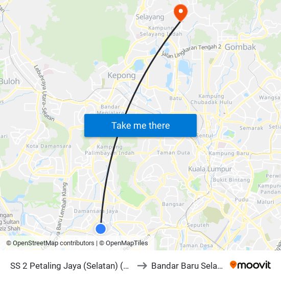 SS 2 Petaling Jaya (Selatan) (Pj711) to Bandar Baru Selayang map