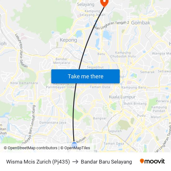 Wisma Mcis Zurich (Pj435) to Bandar Baru Selayang map