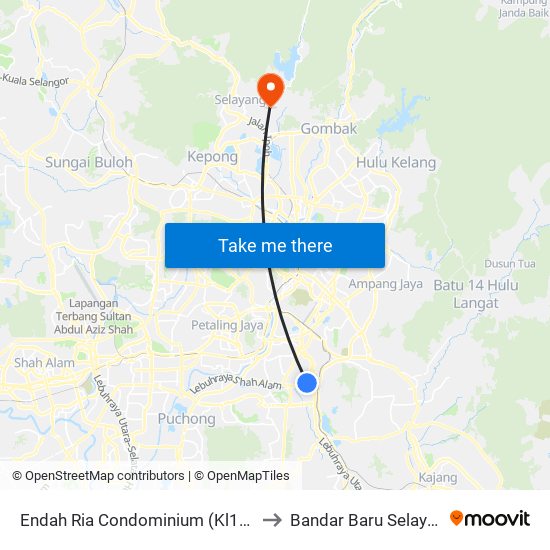 Endah Ria Condominium (Kl1310) to Bandar Baru Selayang map