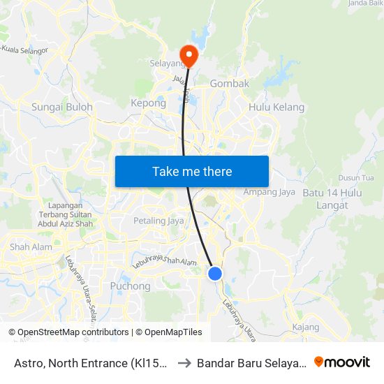 Astro, North Entrance (Kl1540) to Bandar Baru Selayang map