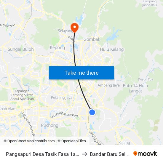 Pangsapuri Desa Tasik Fasa 1a (Kl145) to Bandar Baru Selayang map