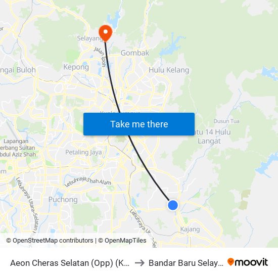 Aeon Cheras Selatan (Opp) (Kj666) to Bandar Baru Selayang map