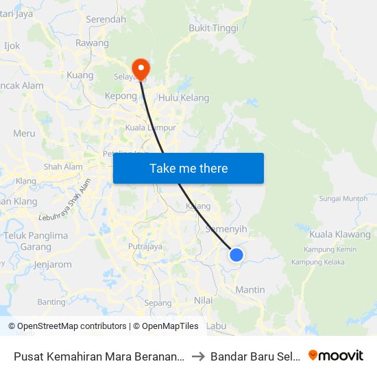 Pusat Kemahiran Mara Beranang (Kj616) to Bandar Baru Selayang map