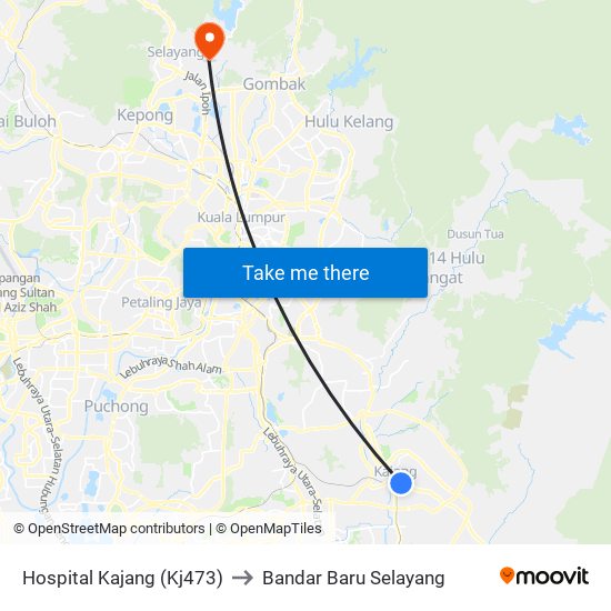 Hospital Kajang (Kj473) to Bandar Baru Selayang map