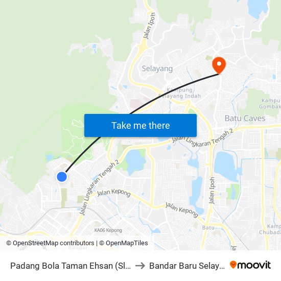 Padang Bola Taman Ehsan (Sl628) to Bandar Baru Selayang map