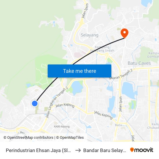 Perindustrian Ehsan Jaya (Sl621) to Bandar Baru Selayang map