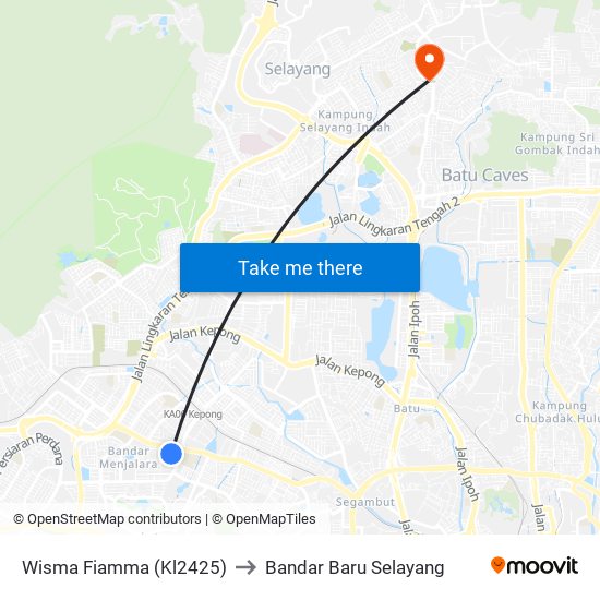 Wisma Fiamma (Kl2425) to Bandar Baru Selayang map