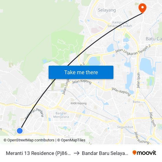 Meranti 13 Residence (Pj860) to Bandar Baru Selayang map