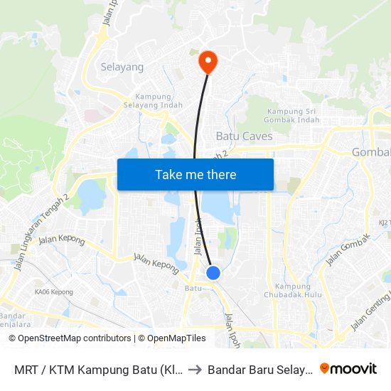 MRT / KTM Kampung Batu (Kl594) to Bandar Baru Selayang map