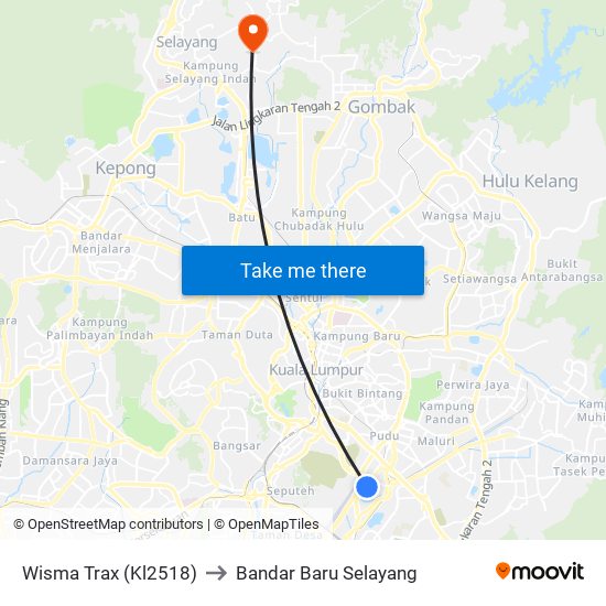 Wisma Trax (Kl2518) to Bandar Baru Selayang map