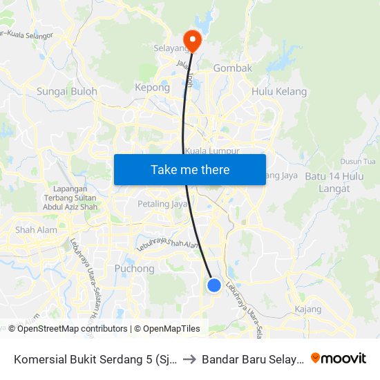 Komersial Bukit Serdang 5 (Sj810) to Bandar Baru Selayang map