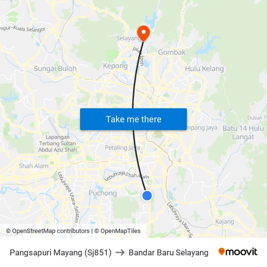 Pangsapuri Mayang (Sj851) to Bandar Baru Selayang map