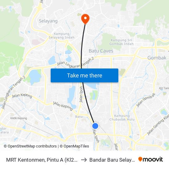 MRT Kentonmen, Pintu A (Kl2495) to Bandar Baru Selayang map
