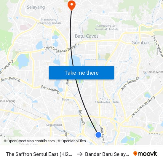 The Saffron Sentul East (Kl2501) to Bandar Baru Selayang map