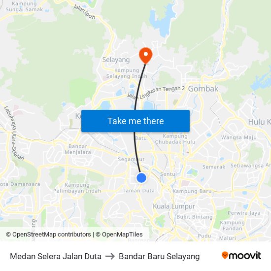 Medan Selera Jalan Duta to Bandar Baru Selayang map