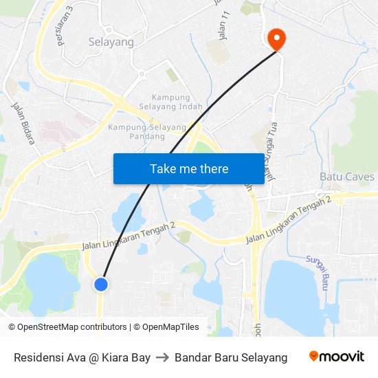 Residensi Ava @ Kiara Bay to Bandar Baru Selayang map